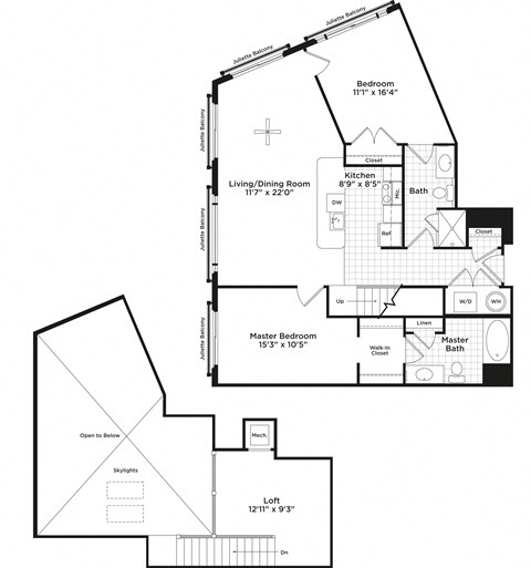 2 bed 2 bath B3bl 2 Bed 2 Bath Floor Plan at 800 Carlyle, Alexandria